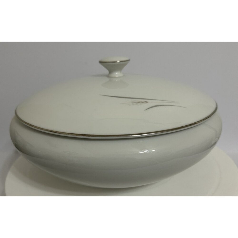 Platinum Trim Wheat Fine China Covered Serving Bowl Max Schonfeld MCM Vintage - Picture 4 of 9